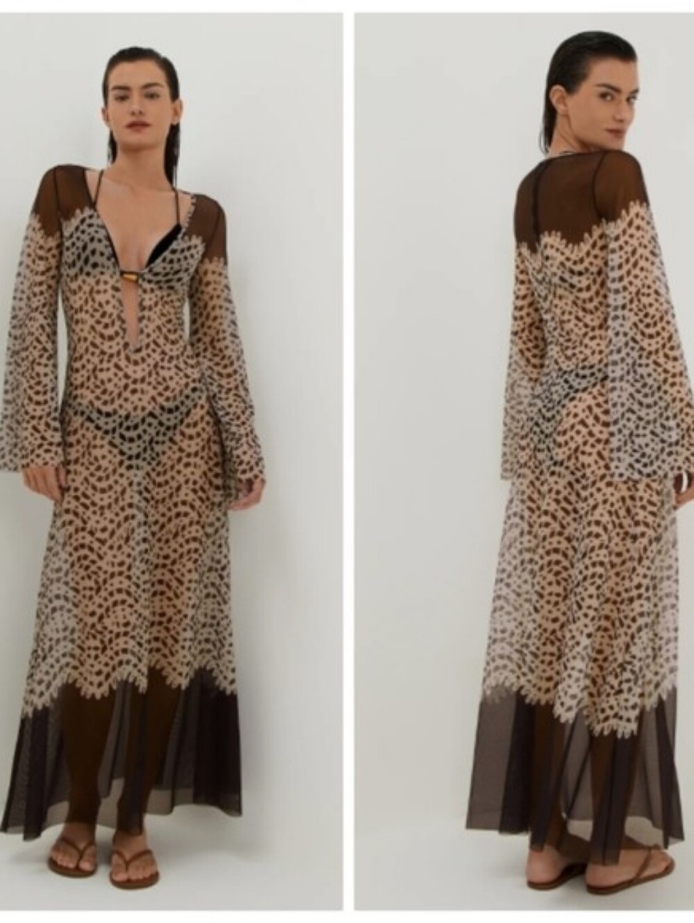 Caroline Constas Lidi Poeme Long Tunic Kaftan Beach Swim Cover-Up